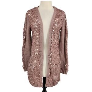 Victoria's Secret Moda International Sequin Knit Cardigan – Rose Gold Wool Blend